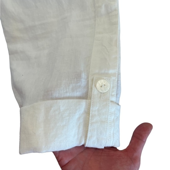 NWT Pure J. Jill Women’s White Linen Pull on Roll Tab Pants Size L - Picture 8 of 8